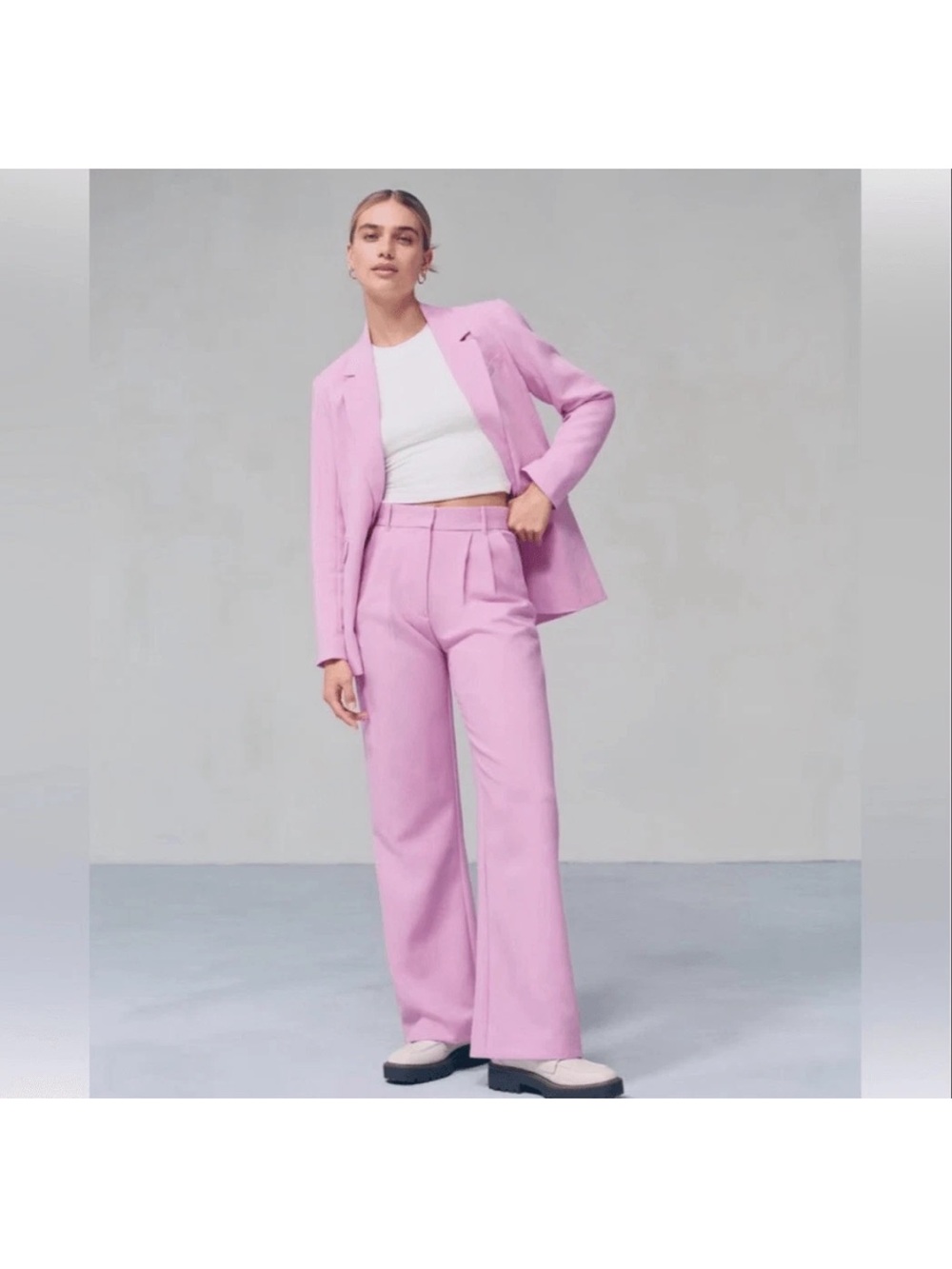 Abercrombie & Fitch Pink Sloane Wide Leg Trousers